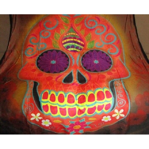 New Orange Sugar Skull Plush Fleece Throw Gift Blanket Sherpa Day of the Dead - Picture 2 of 4